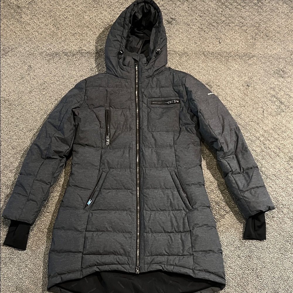 OLAY Charcoal Puffer Jacket with Hood